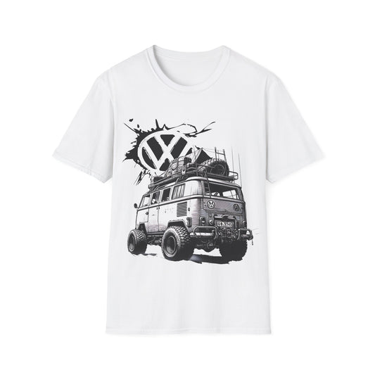 VW Camper Van Adventure TโShirt โ Vintage vw kombi OffโRoad Surf Bus Graphic Tee