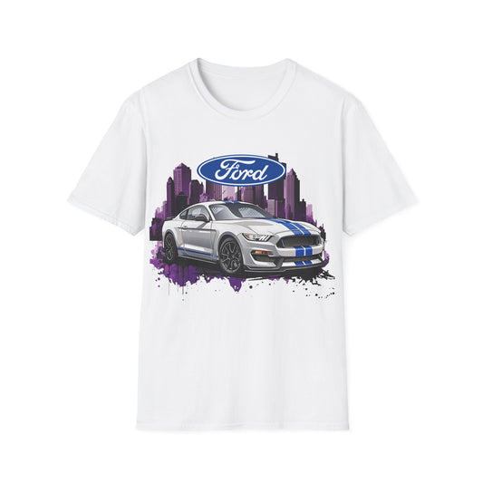 Ford Mustang Shelby GT Car T-Shirt — Vintage City Skyline Automotive Tee