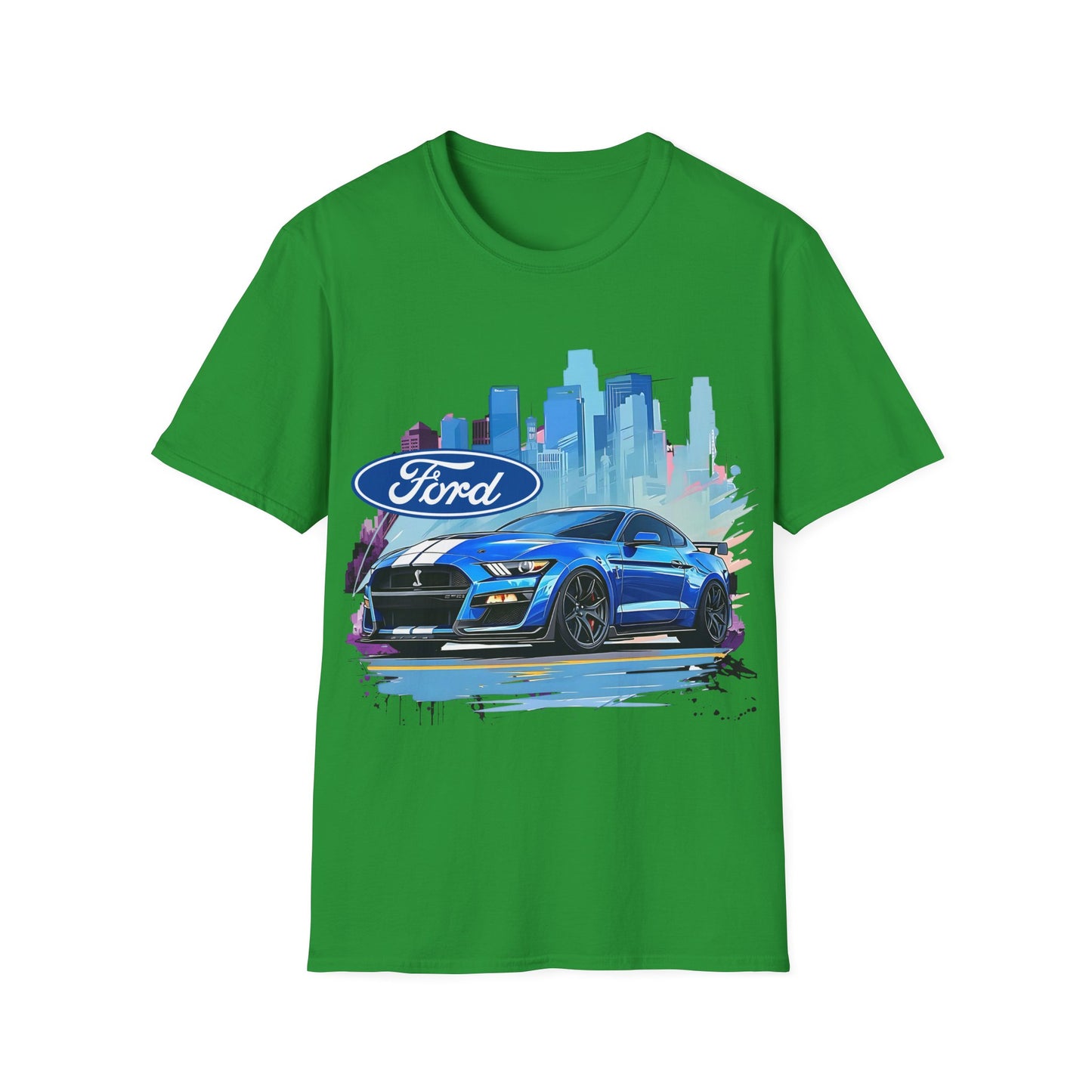 Ford Mustang Blue Sports Car T-Shirt — City Skyline Automotive Tee