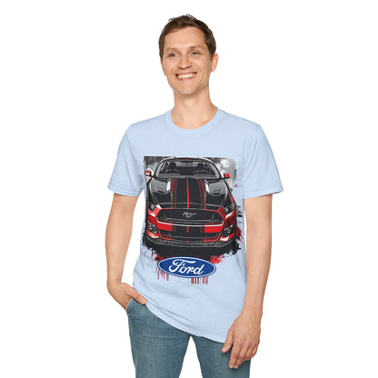 Ford Mustang Front-View Graphic T-Shirt — Red & Black Muscle Car Tee