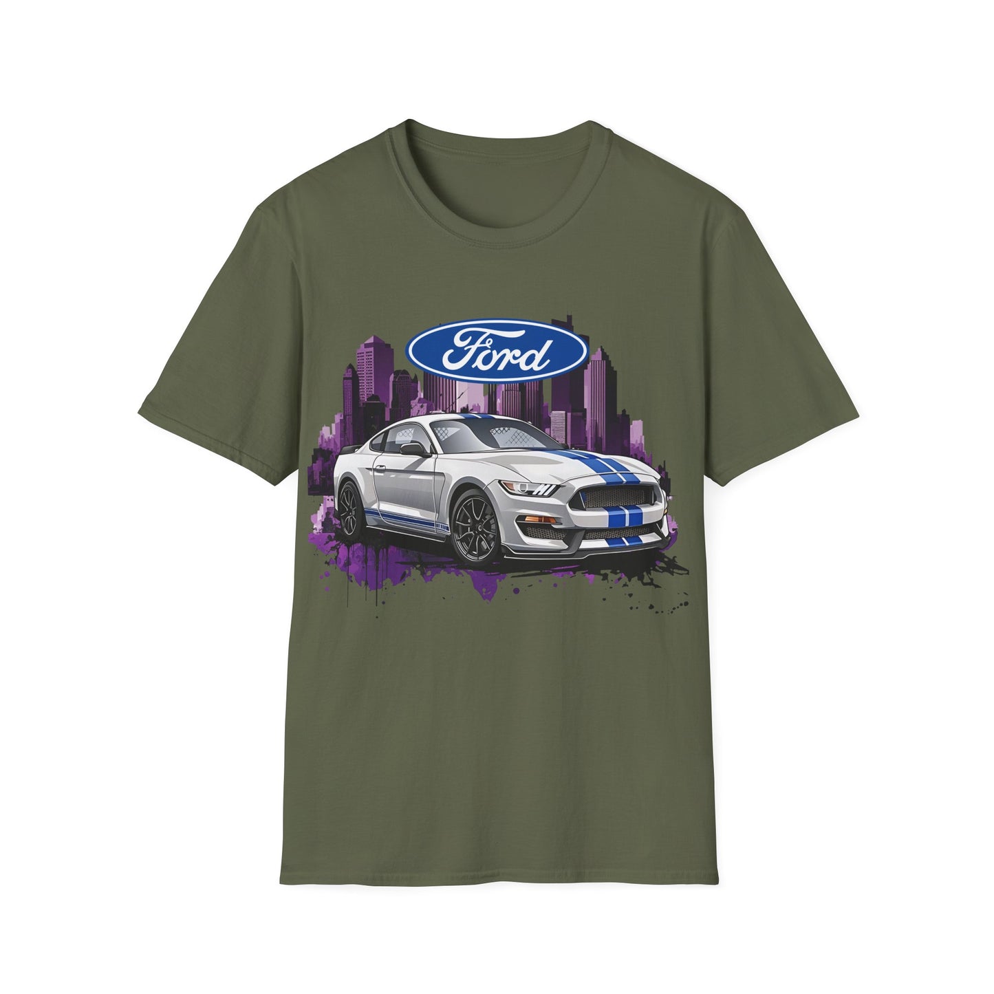 Ford Mustang Shelby GT Car T-Shirt — Vintage City Skyline Automotive Tee