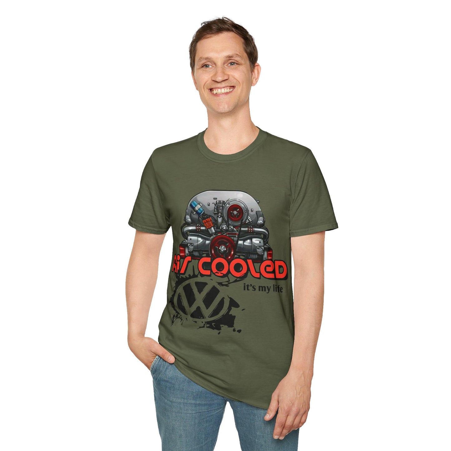 Air-Cooled VW Engine T-Shirt — "Air Cooled It's My Life" Vintage Volkswagen Tee