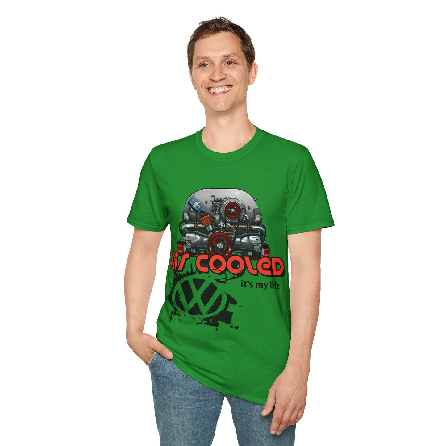 Air-Cooled VW Engine T-Shirt — "Air Cooled It's My Life" Vintage Volkswagen Tee