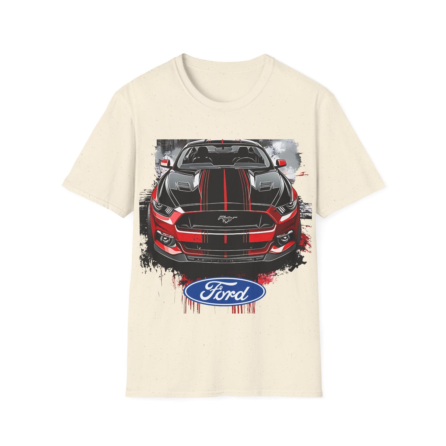 Ford Mustang Front-View Graphic T-Shirt — Red & Black Muscle Car Tee