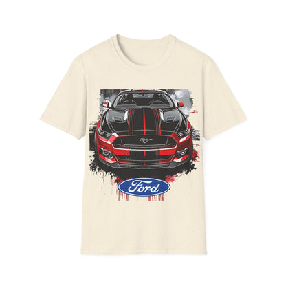 Ford Mustang Front-View Graphic T-Shirt — Red & Black Muscle Car Tee