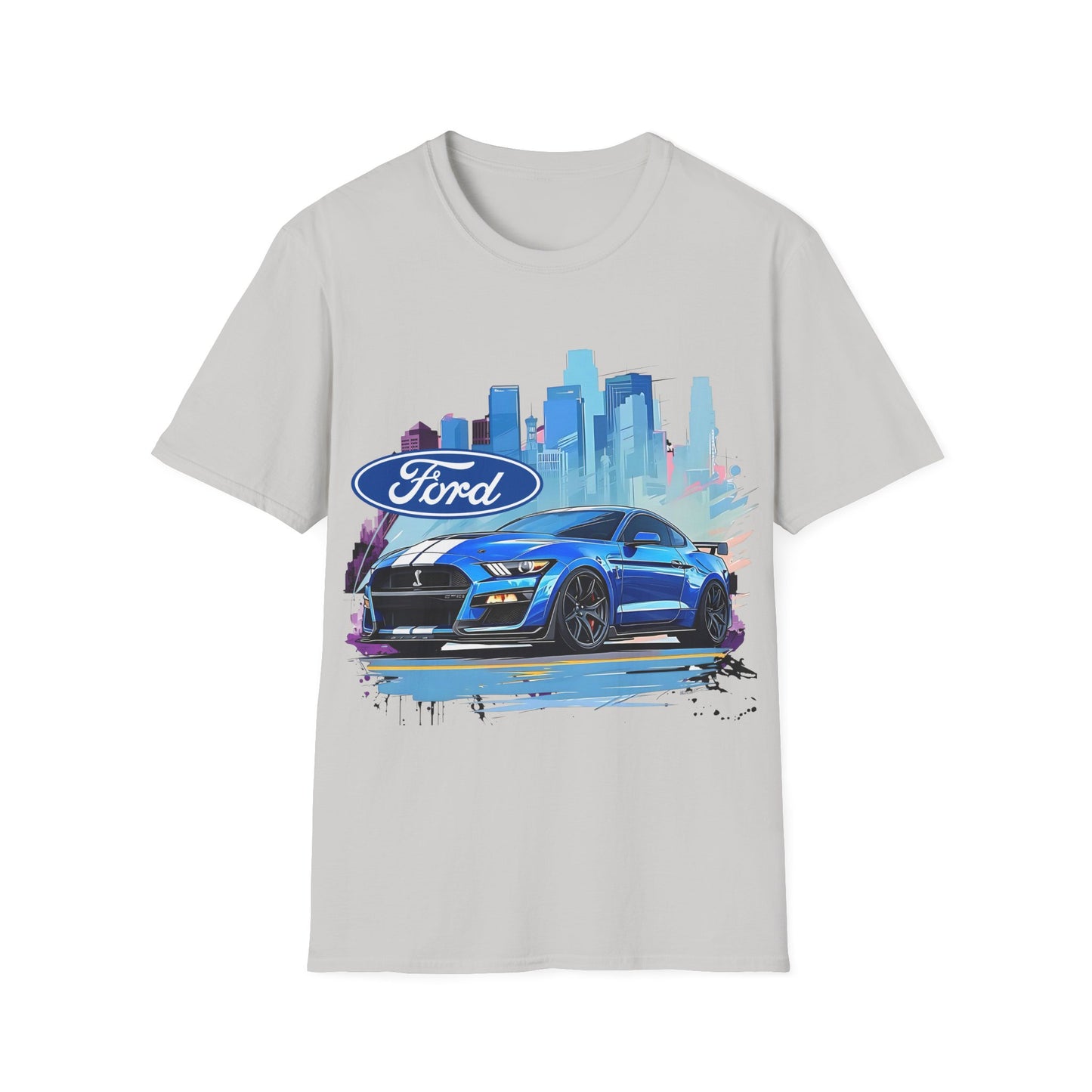 Ford Mustang Blue Sports Car T-Shirt — City Skyline Automotive Tee