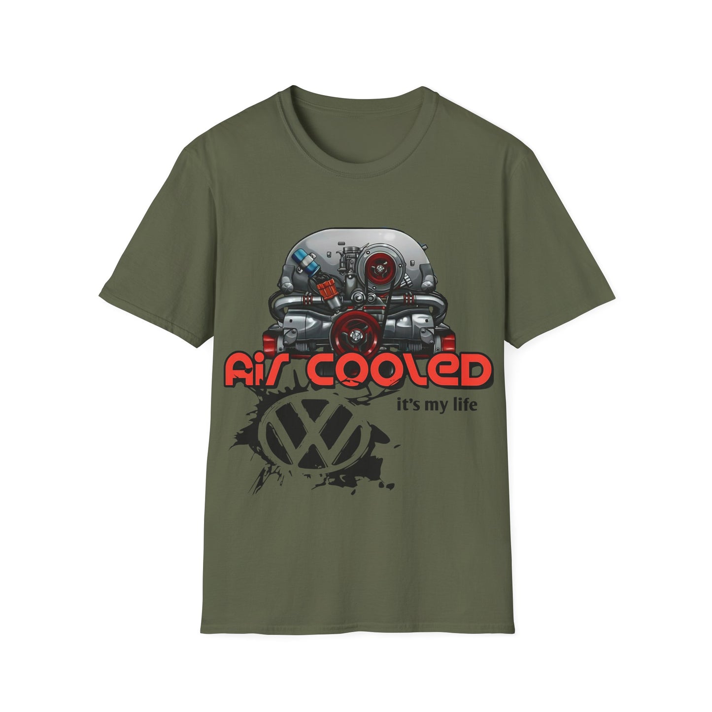 Air-Cooled VW Engine T-Shirt — "Air Cooled It's My Life" Vintage Volkswagen Tee