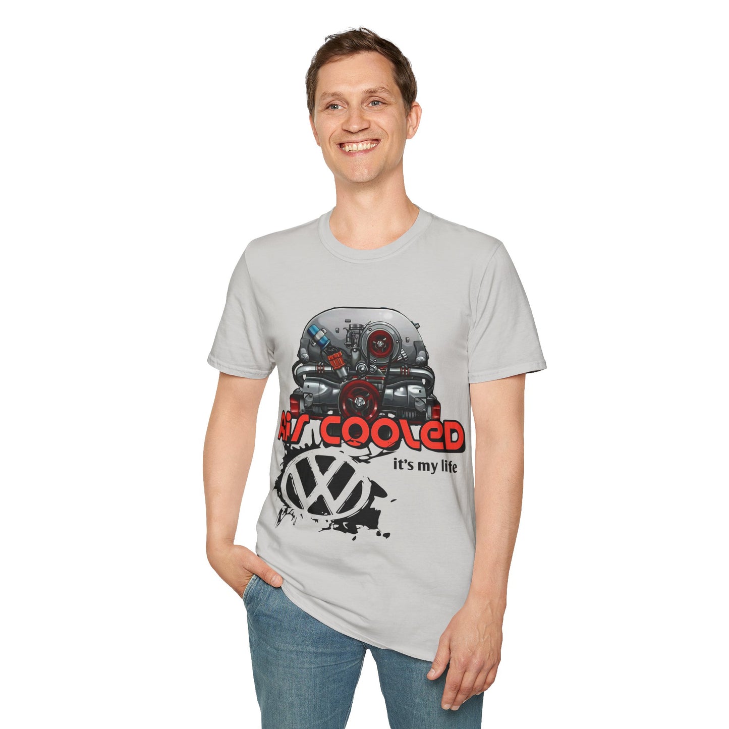 Air-Cooled VW Engine T-Shirt — "Air Cooled It's My Life" Vintage Volkswagen Tee