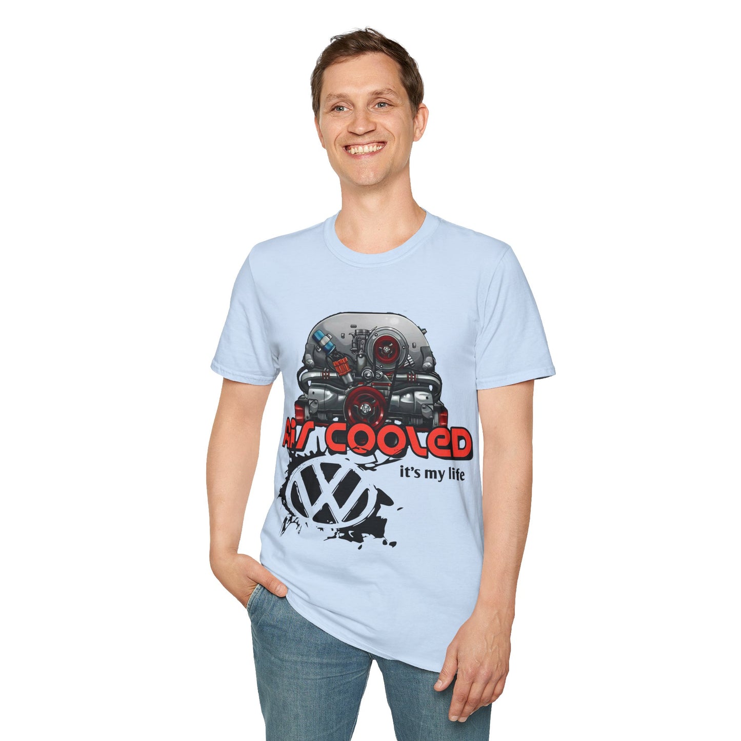 Air-Cooled VW Engine T-Shirt — "Air Cooled It's My Life" Vintage Volkswagen Tee
