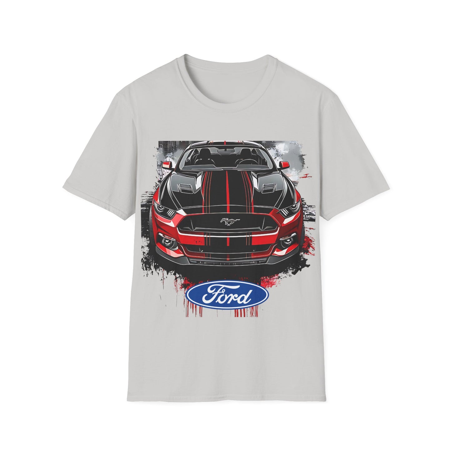 Ford Mustang Front-View Graphic T-Shirt — Red & Black Muscle Car Tee