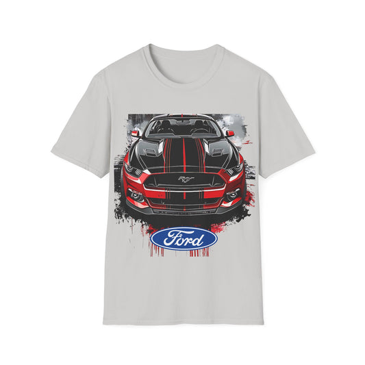 Ford Mustang Front-View Graphic T-Shirt — Red & Black Muscle Car Tee