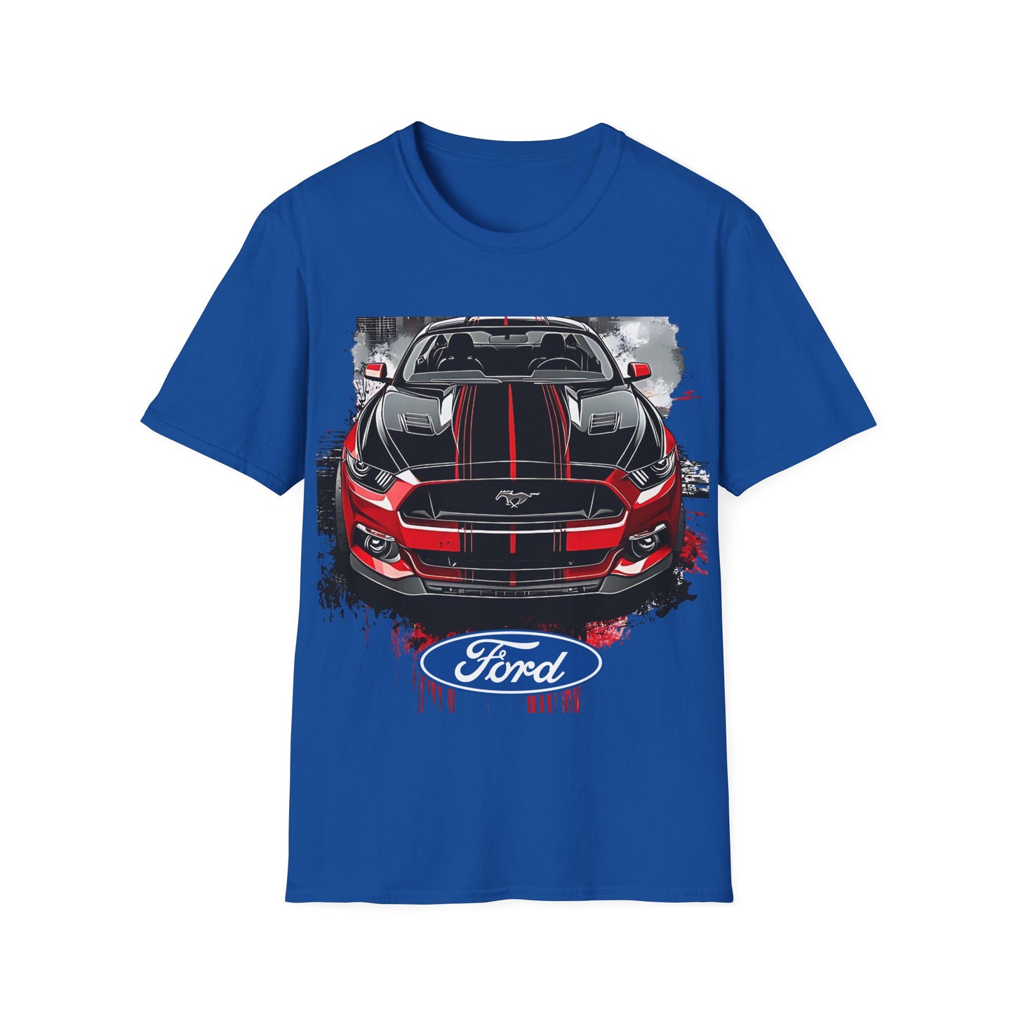 Ford Mustang Front-View Graphic T-Shirt — Red & Black Muscle Car Tee