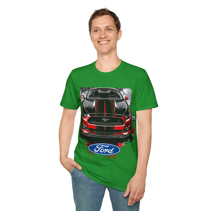 Ford Mustang Front-View Graphic T-Shirt — Red & Black Muscle Car Tee