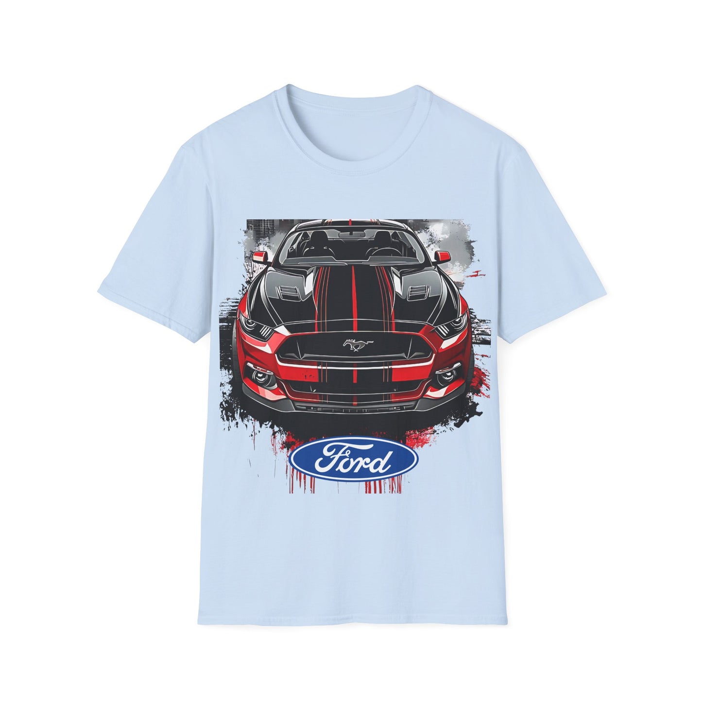 Ford Mustang Front-View Graphic T-Shirt — Red & Black Muscle Car Tee