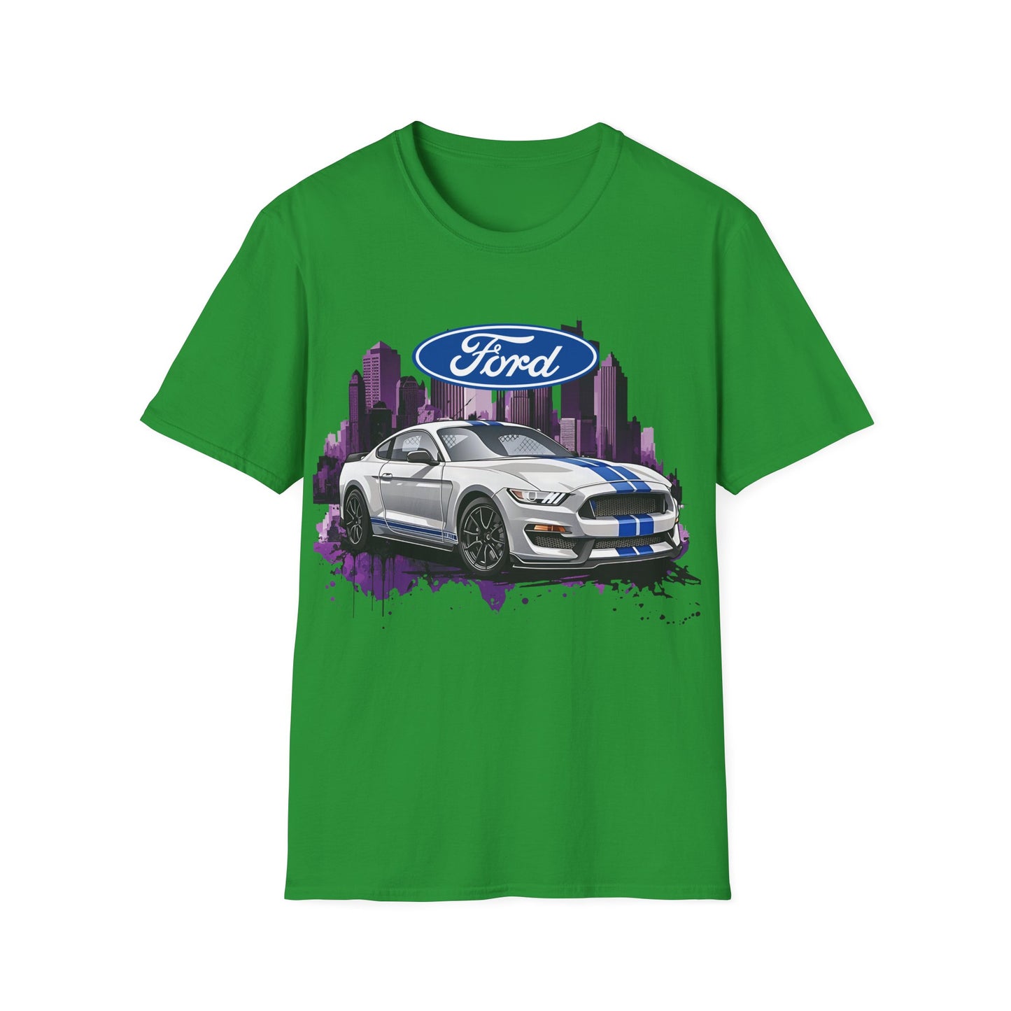Ford Mustang Shelby GT Car T-Shirt — Vintage City Skyline Automotive Tee
