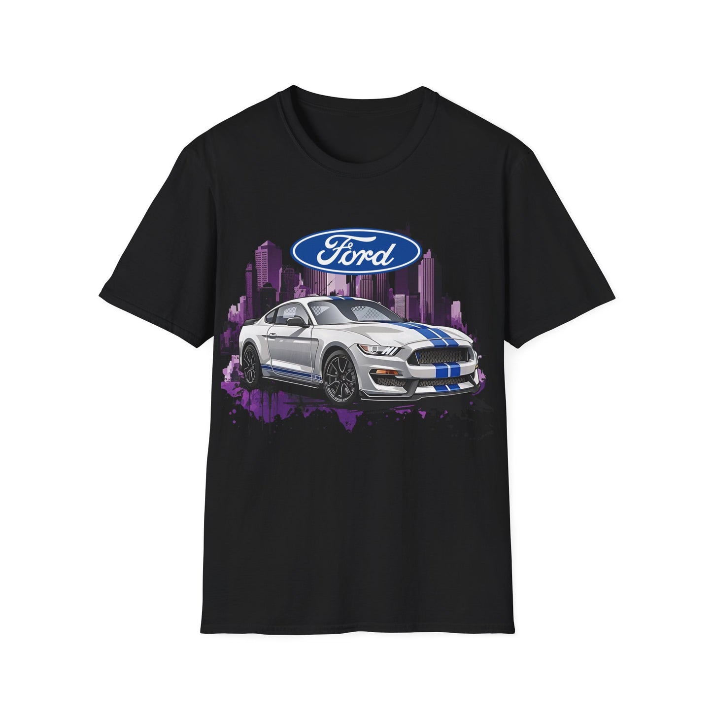 Ford Mustang Shelby GT Car T-Shirt — Vintage City Skyline Automotive Tee