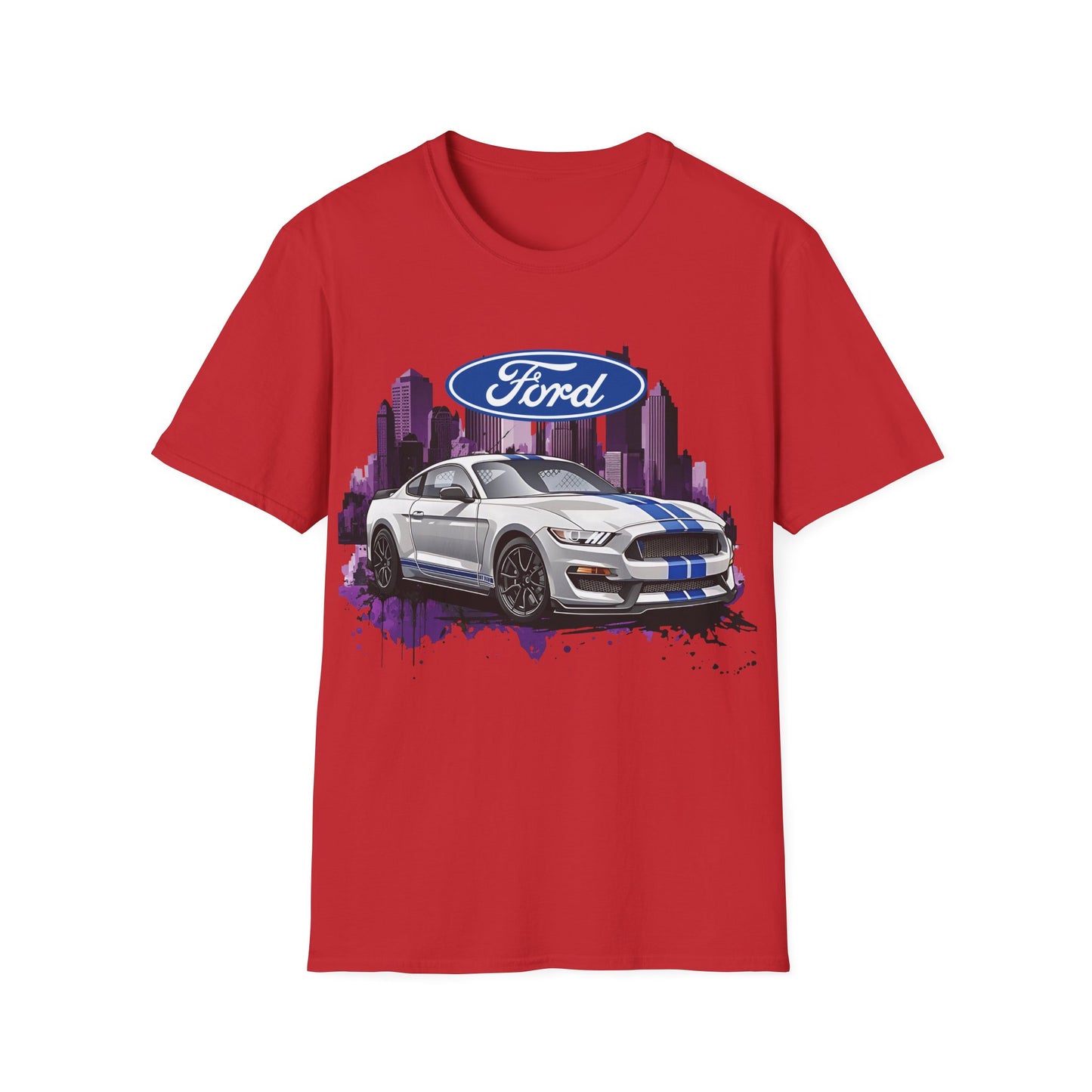 Ford Mustang Shelby GT Car T-Shirt — Vintage City Skyline Automotive Tee