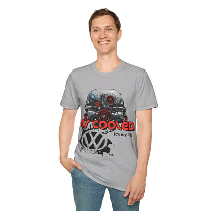 Air-Cooled VW Engine T-Shirt — "Air Cooled It's My Life" Vintage Volkswagen Tee
