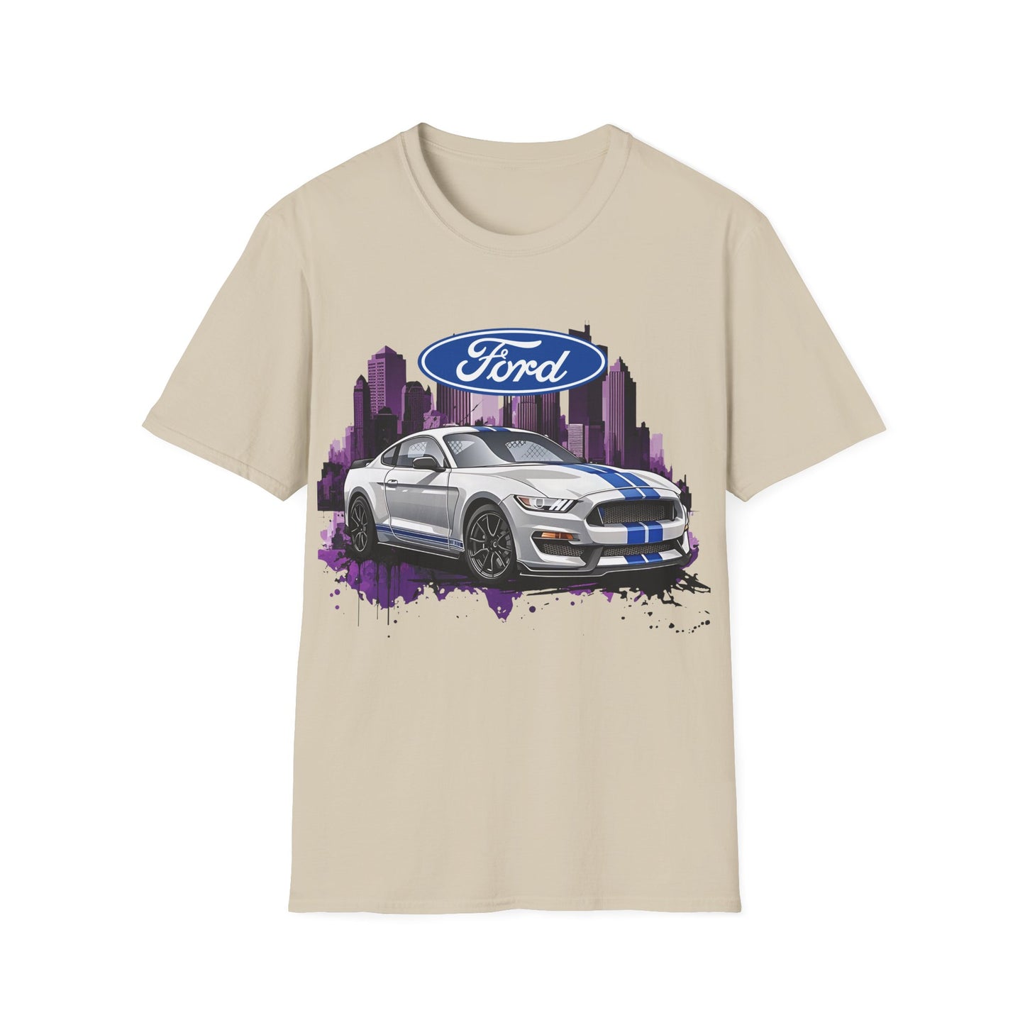 Ford Mustang Shelby GT Car T-Shirt — Vintage City Skyline Automotive Tee