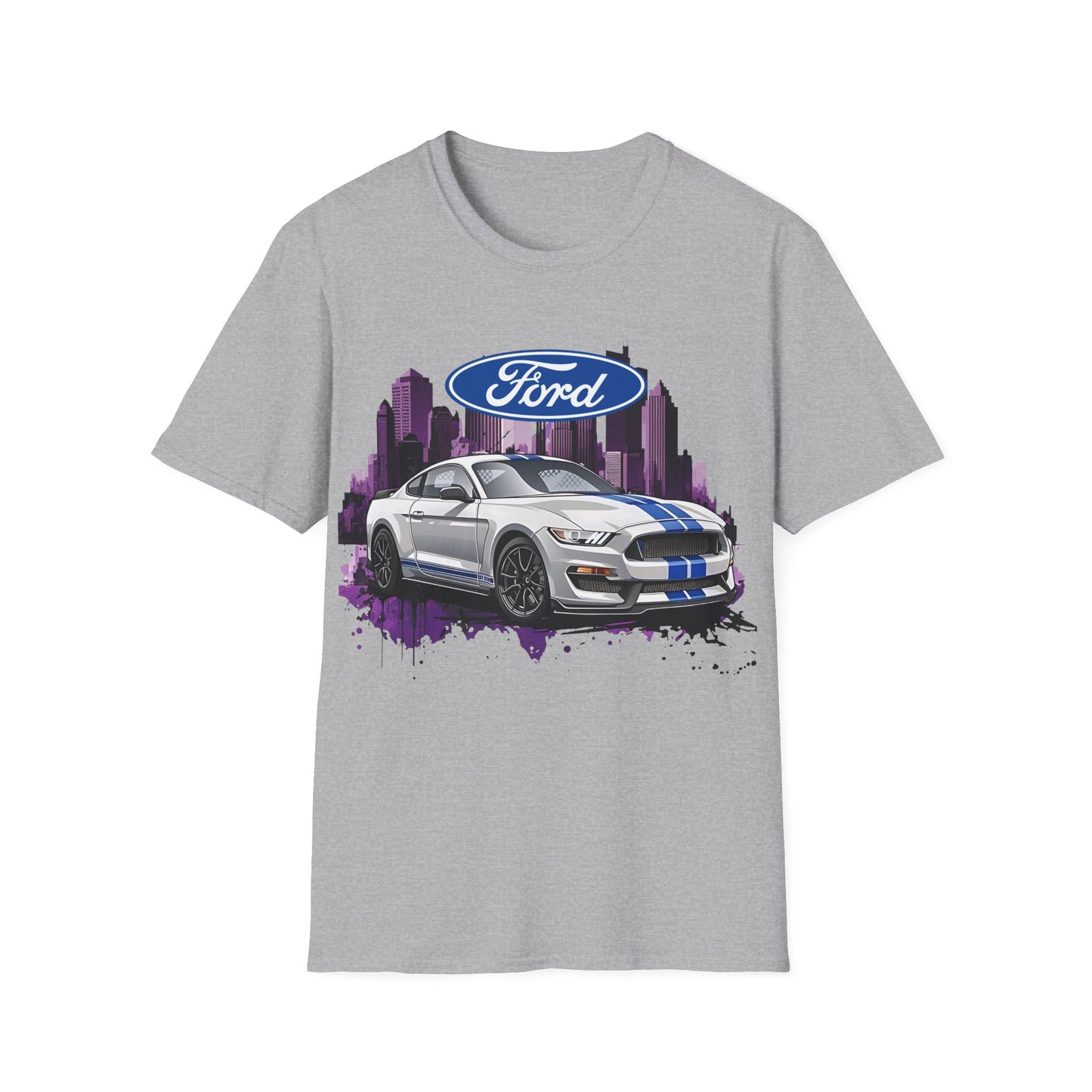 Ford Mustang Shelby GT Car T-Shirt — Vintage City Skyline Automotive Tee