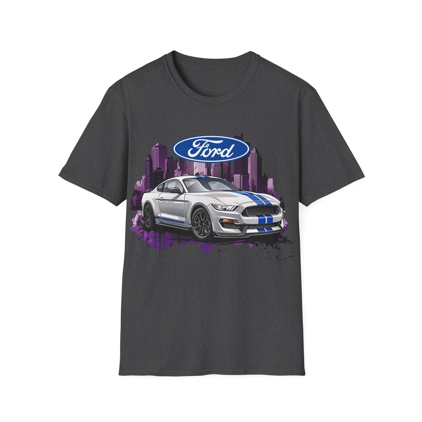 Ford Mustang Shelby GT Car T-Shirt — Vintage City Skyline Automotive Tee