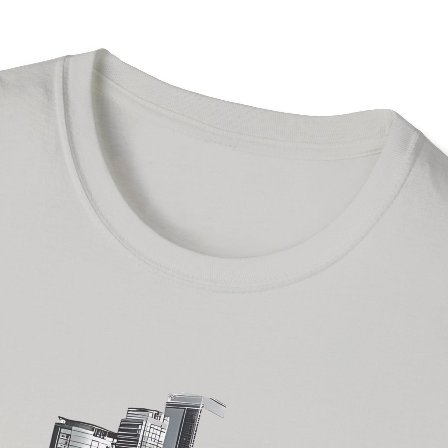 Mustang Car Cityscape T‑Shirt — Red Mustang Front Graphic