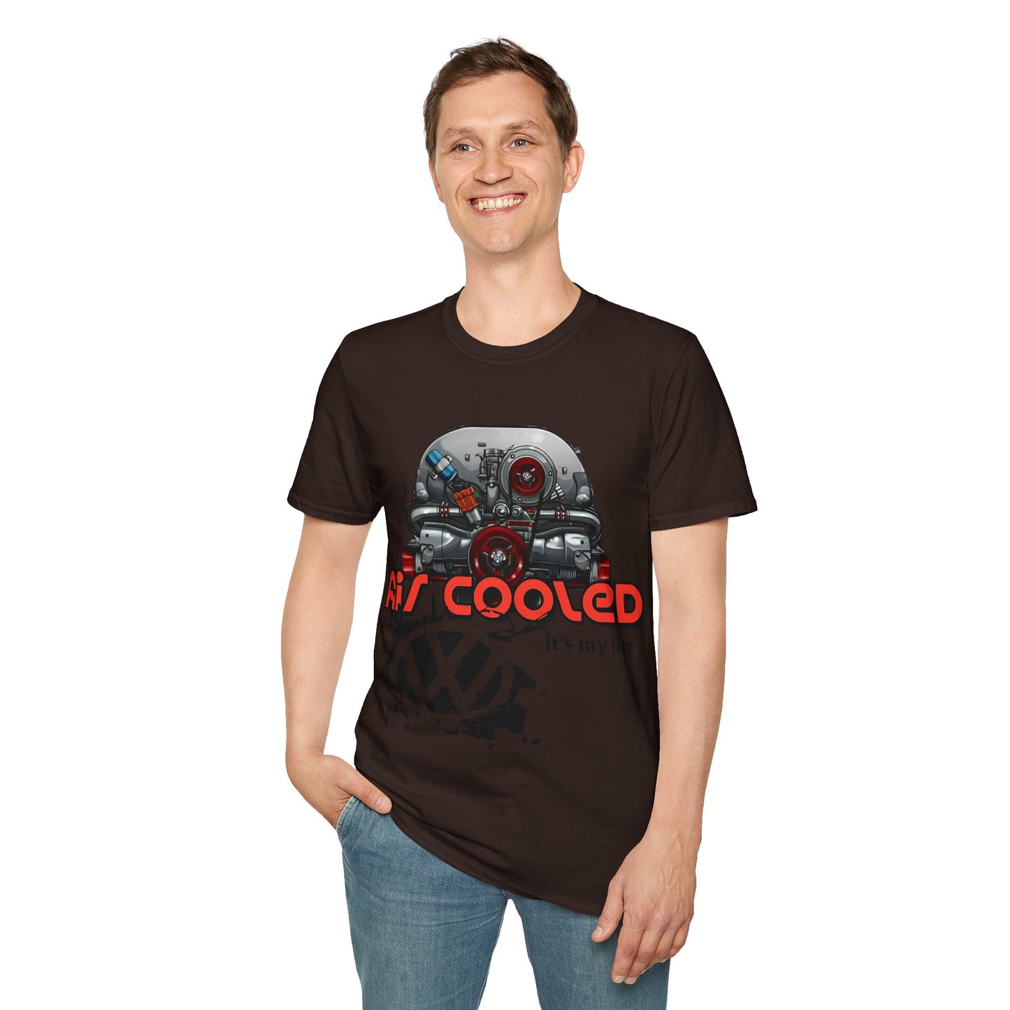 Air-Cooled VW Engine T-Shirt — "Air Cooled It's My Life" Vintage Volkswagen Tee
