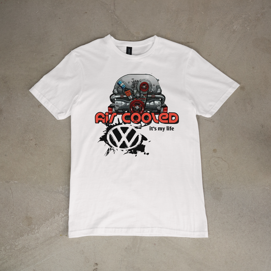 Air-Cooled VW Engine T-Shirt — "Air Cooled It's My Life" Vintage Volkswagen Tee