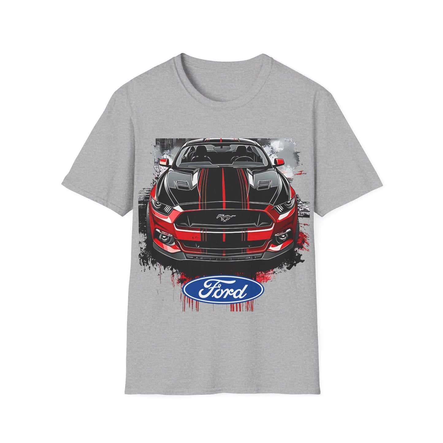 Ford Mustang Front-View Graphic T-Shirt — Red & Black Muscle Car Tee