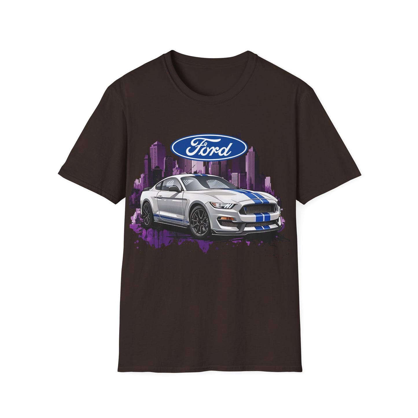 Ford Mustang Shelby GT Car T-Shirt — Vintage City Skyline Automotive Tee