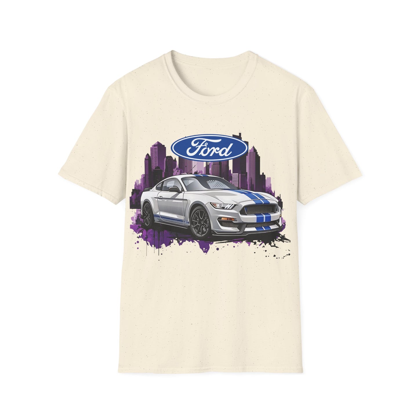 Ford Mustang Shelby GT Car T-Shirt — Vintage City Skyline Automotive Tee