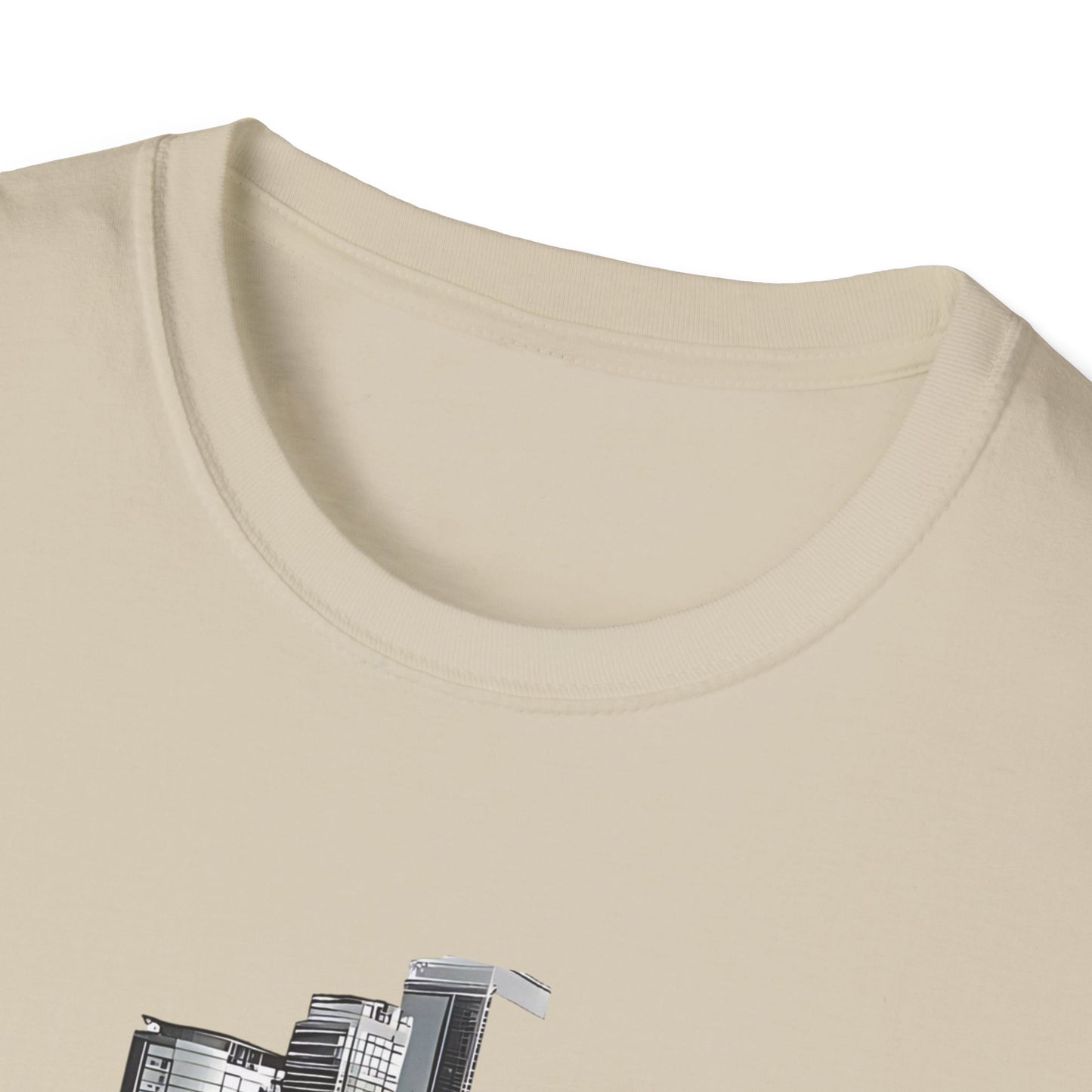 Mustang Car Cityscape T‑Shirt — Red Mustang Front Graphic