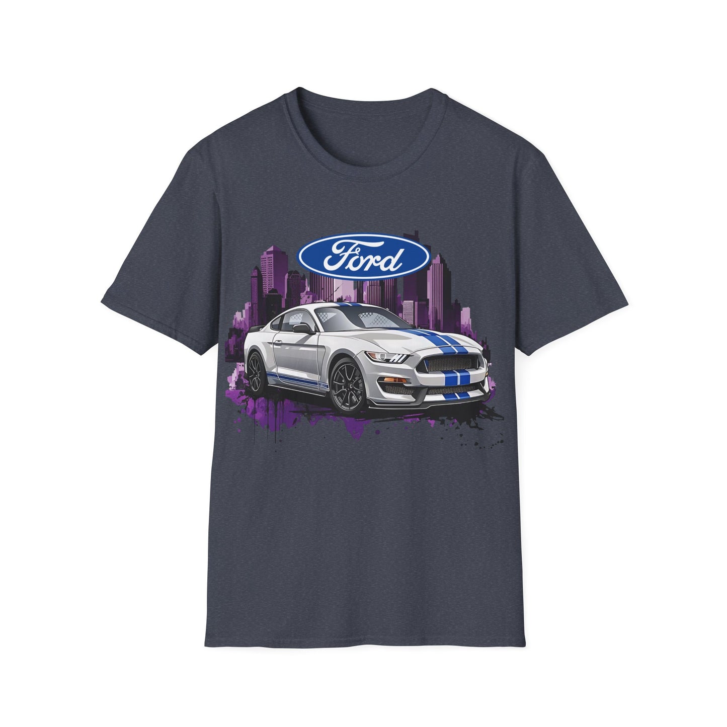 Ford Mustang Shelby GT Car T-Shirt — Vintage City Skyline Automotive Tee