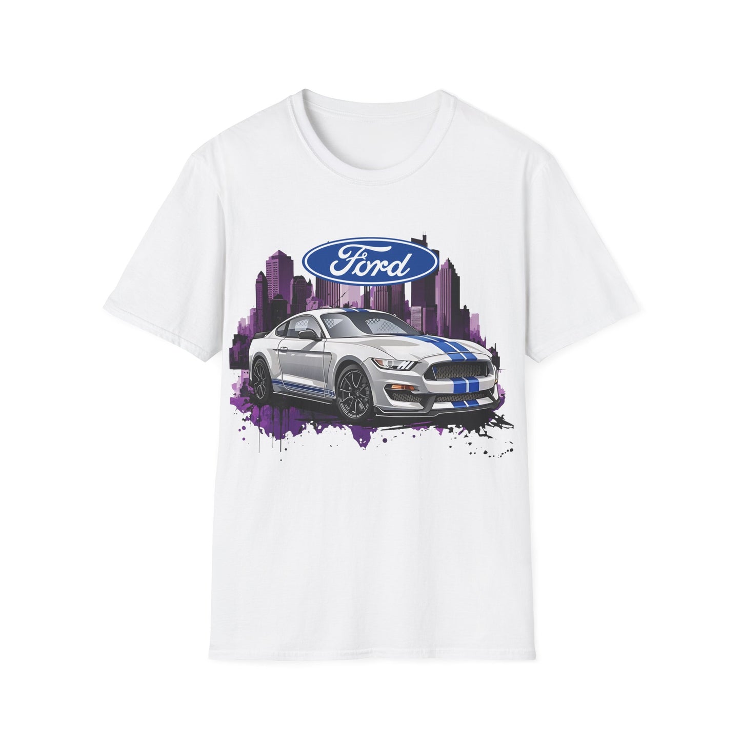 Ford Mustang Shelby GT Car T-Shirt — Vintage City Skyline Automotive Tee