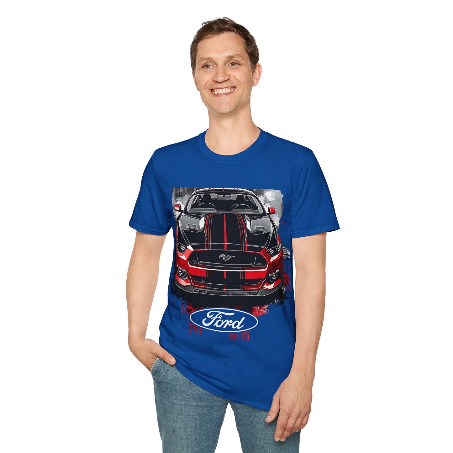 Ford Mustang Front-View Graphic T-Shirt — Red & Black Muscle Car Tee