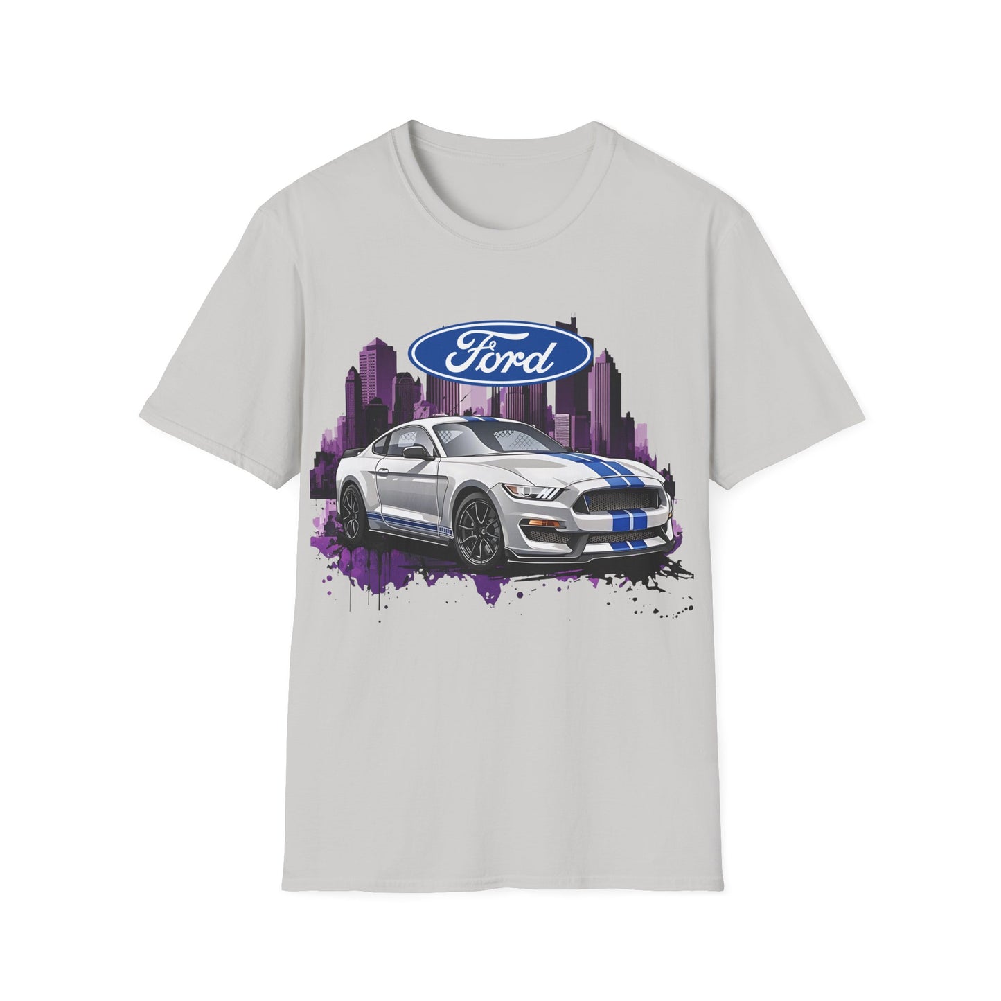 Ford Mustang Shelby GT Car T-Shirt — Vintage City Skyline Automotive Tee