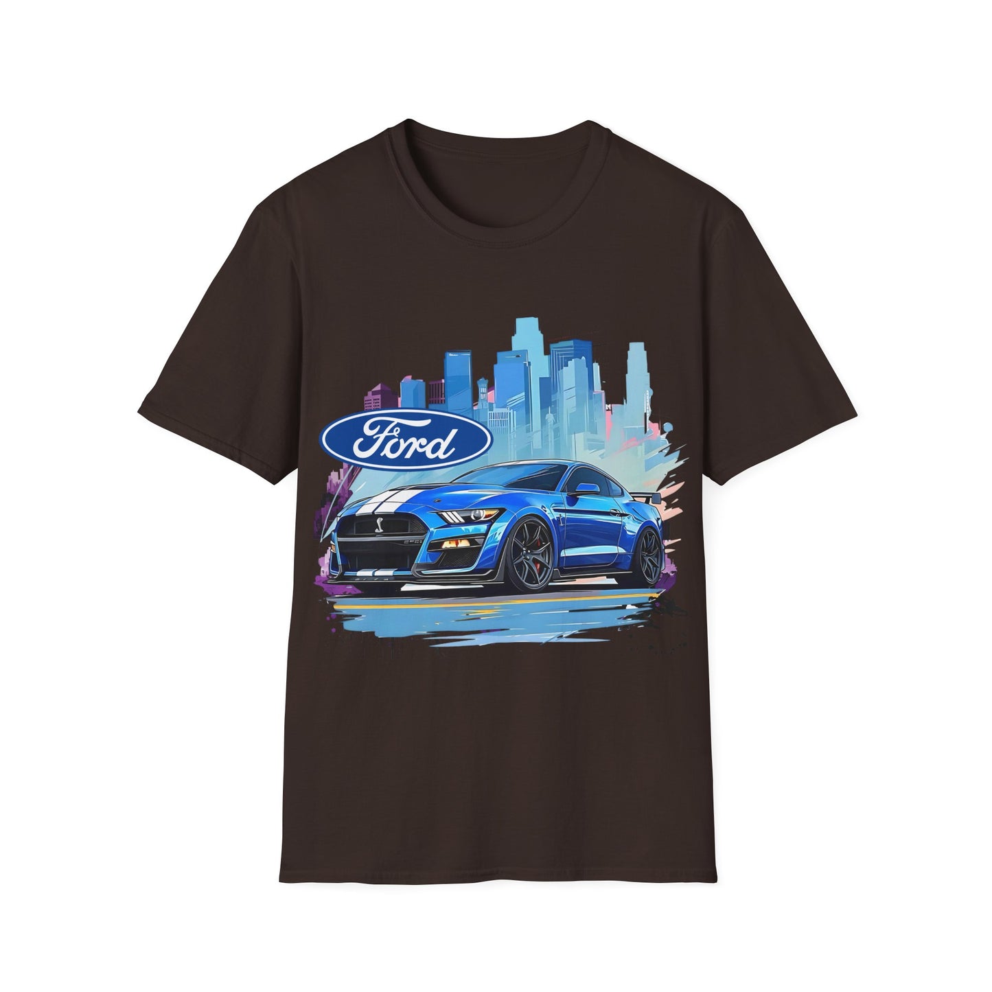 Ford Mustang Blue Sports Car T-Shirt — City Skyline Automotive Tee